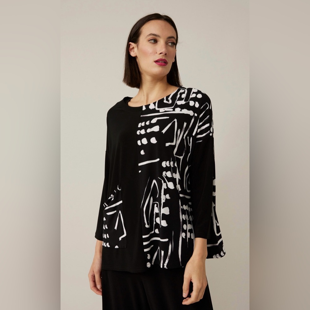 Joseph Ribkoff Color-blocked printed top